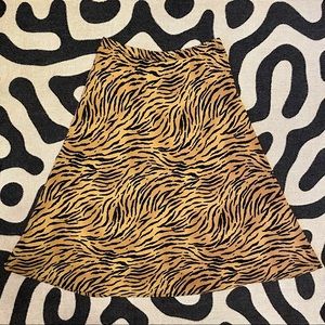 vintage a-line tiger print lined midi skirt